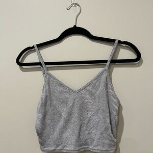 Open Edit Gray Ribbed Crop Top